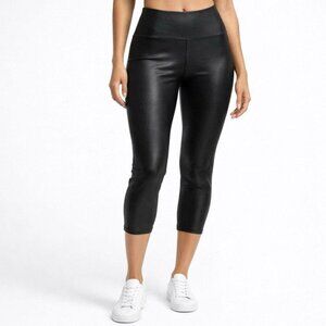 Spanx Faux Leather Cropped Leggings Black Size M NWT